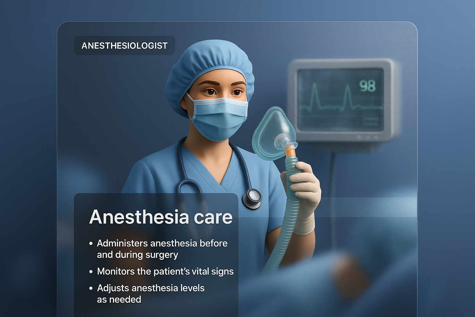 3D Illustration of Anesthesiologist in Modern Medical Setting