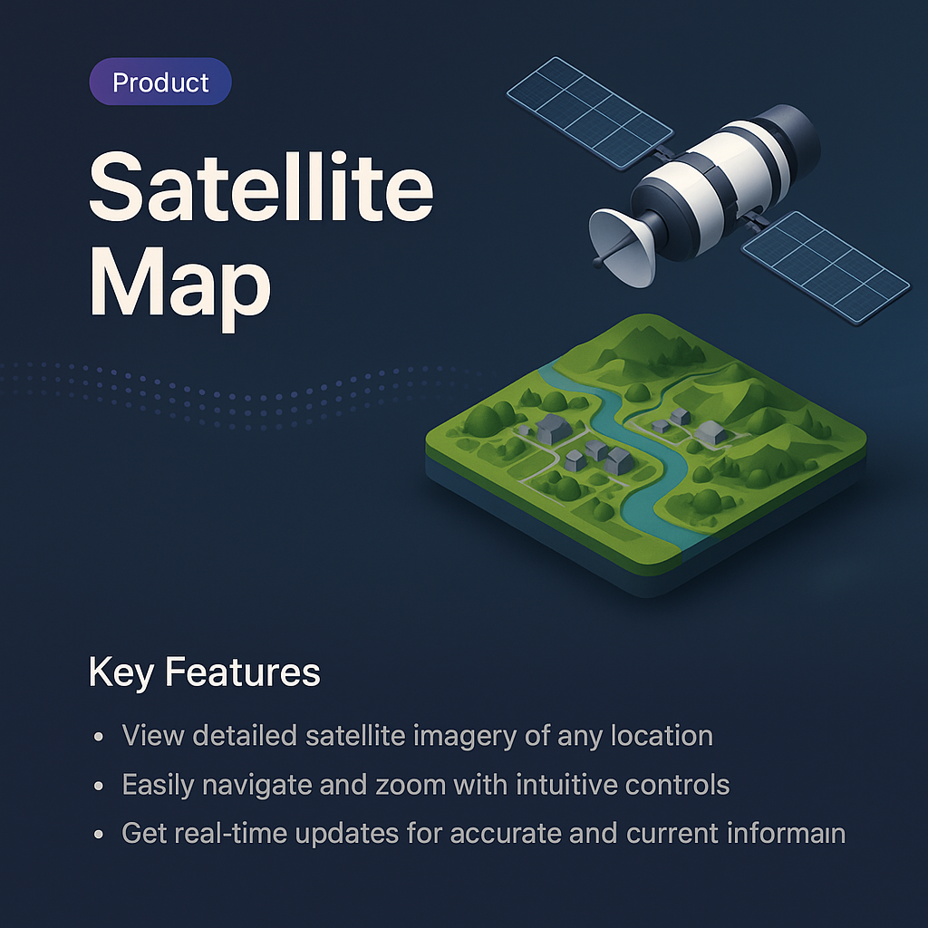 3D Satellite Map Illustration for Navigation and Features