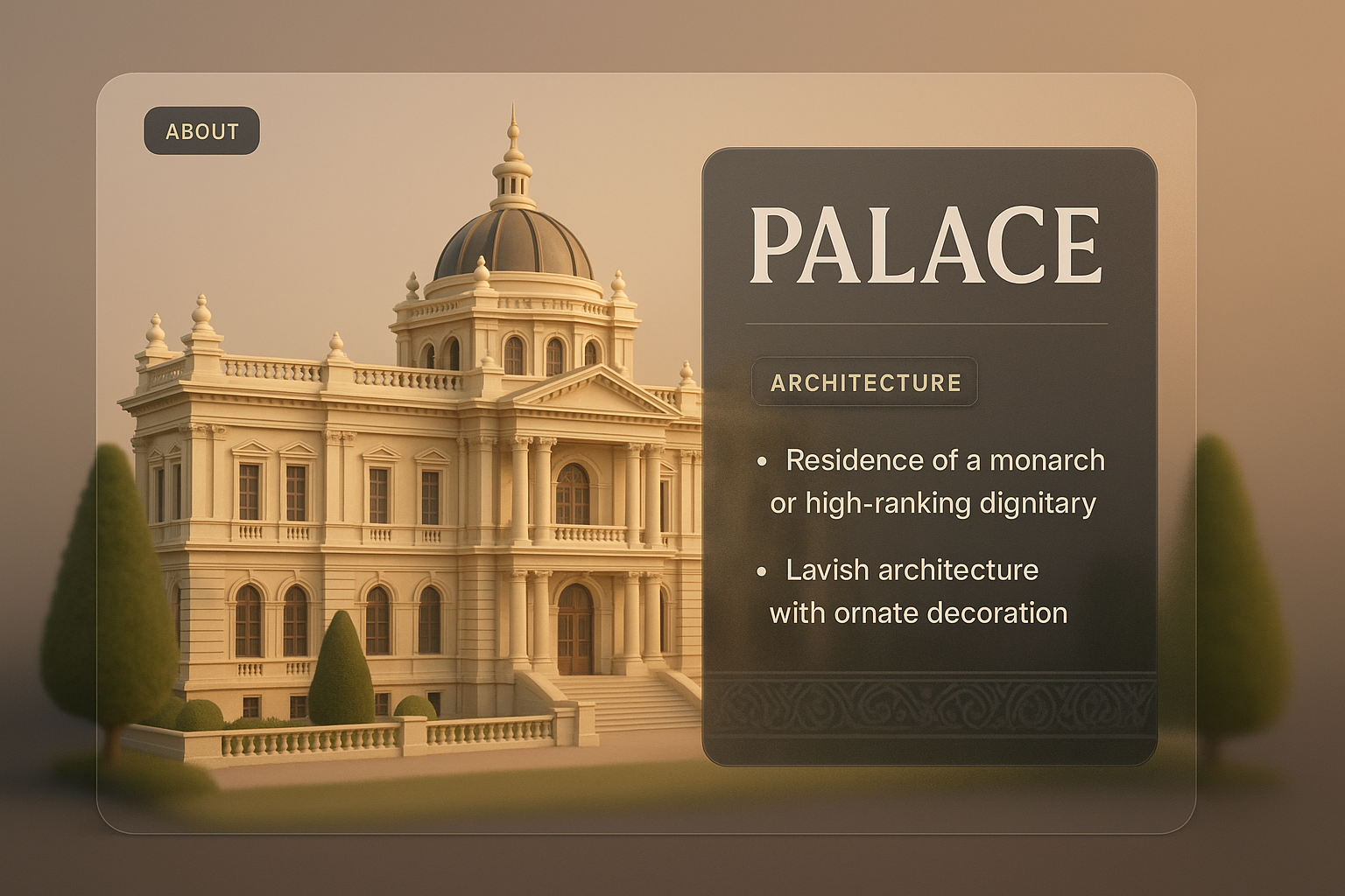 Elegant 3D Palace Design with Architectural Details