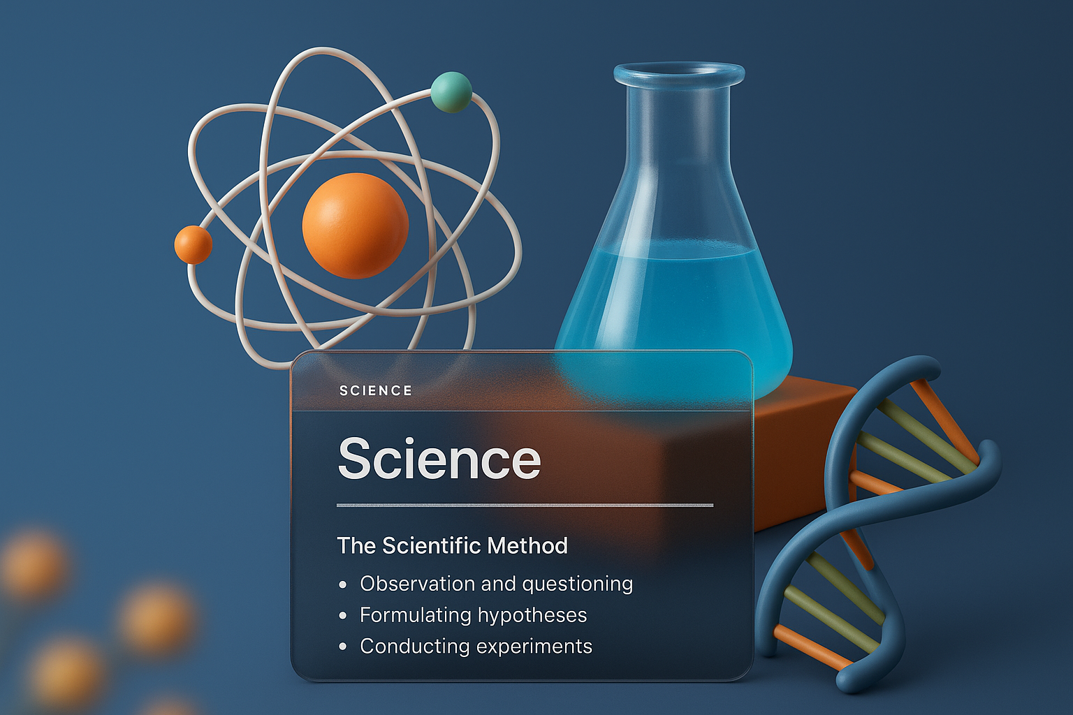 3D Science Illustration with Educational Elements