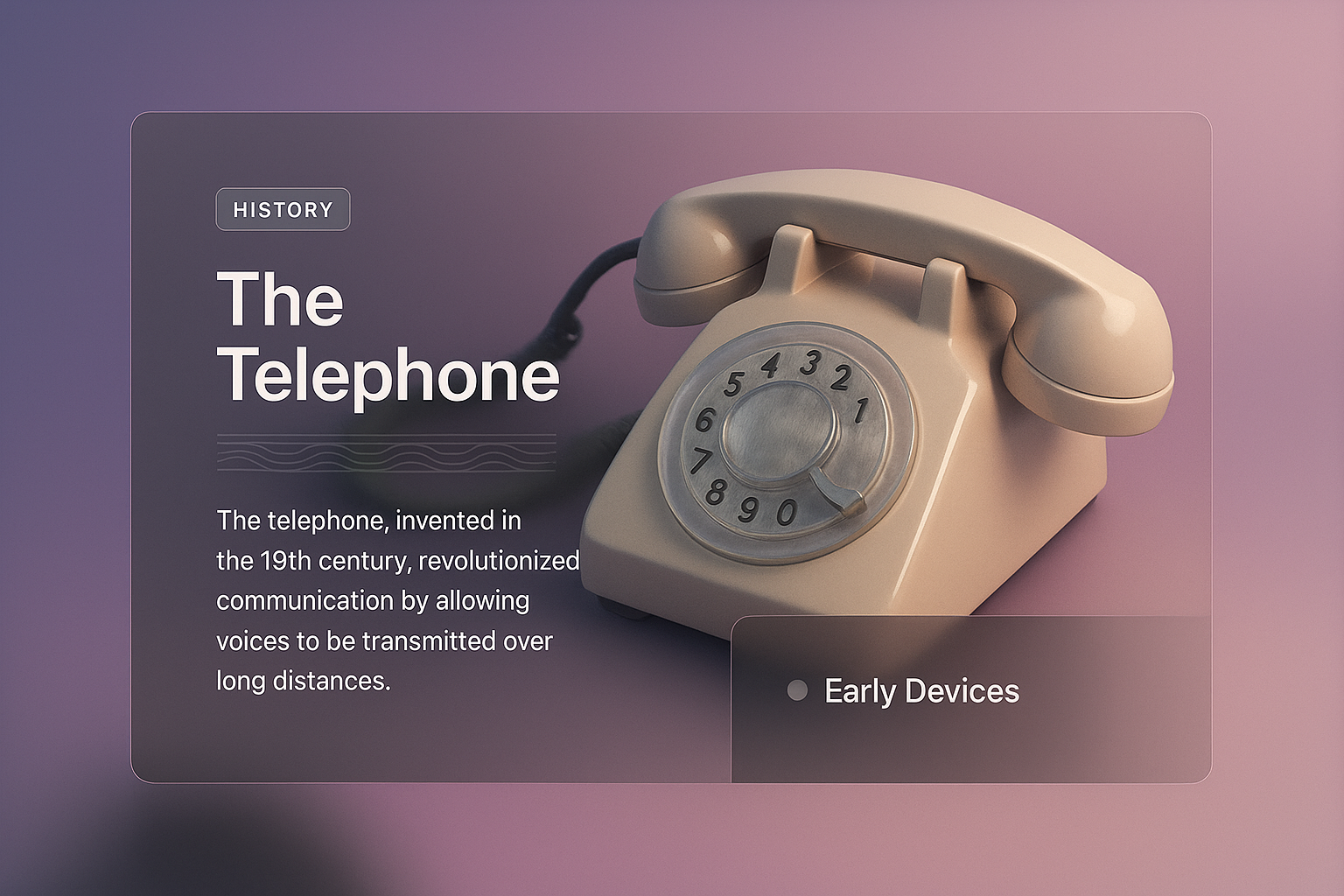 Stylish 3D Illustration of a Vintage Telephone with Overlay