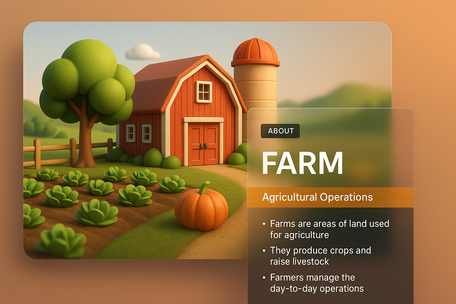 Interactive 3D Farm Illustration with Informative Blocks