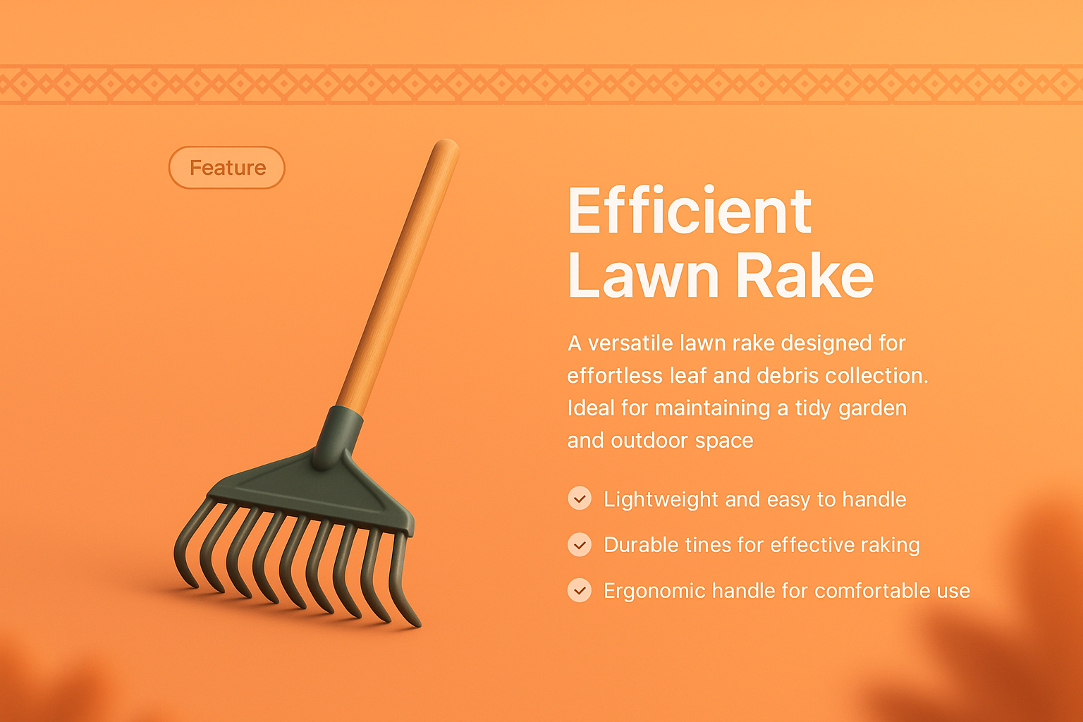 3D Illustration of Efficient Lawn Rake with Features