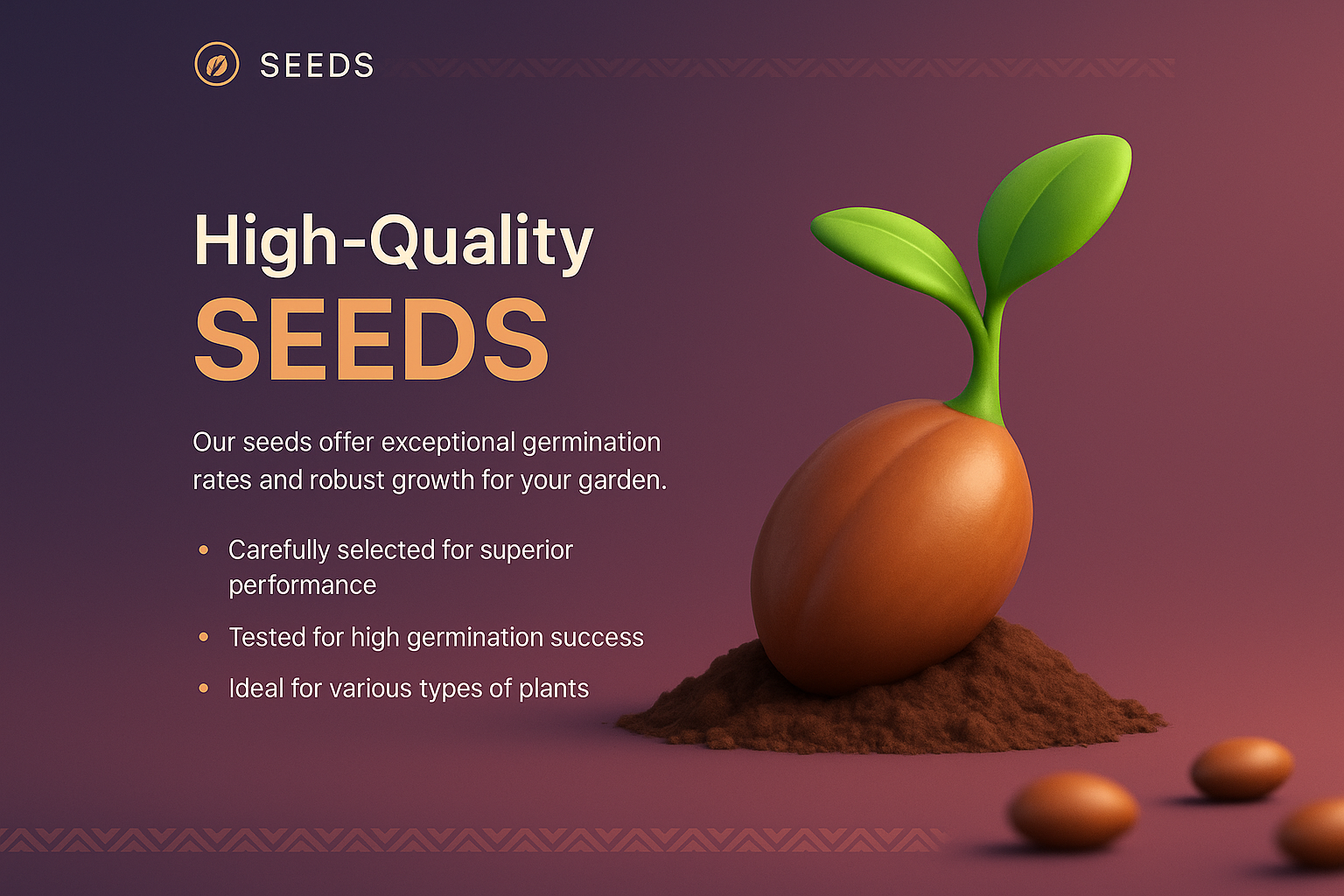 3D Landing Page Design for High-Quality Seeds