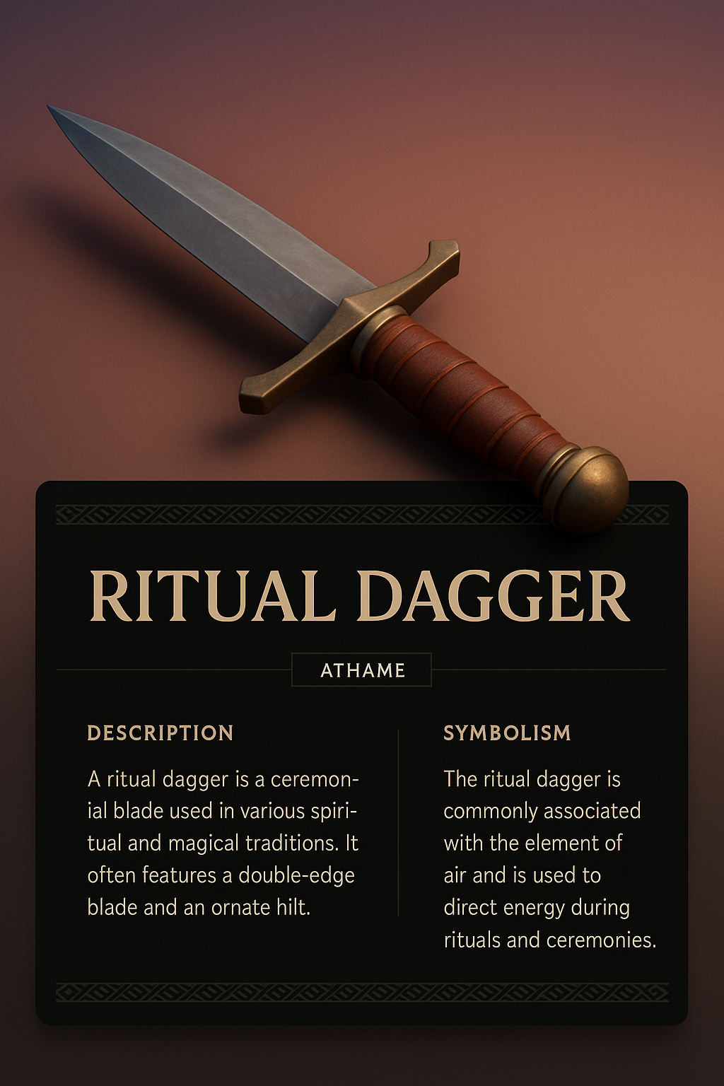 3D Illustration of a Ritual Dagger with Detailed Description