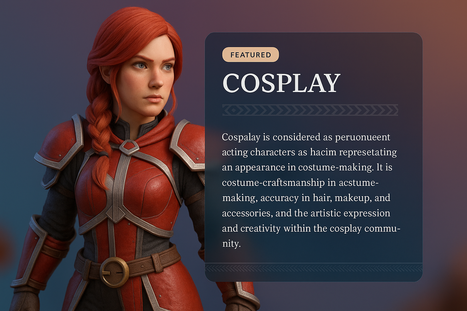 3D Cosplay Design Illustration with Informative Block