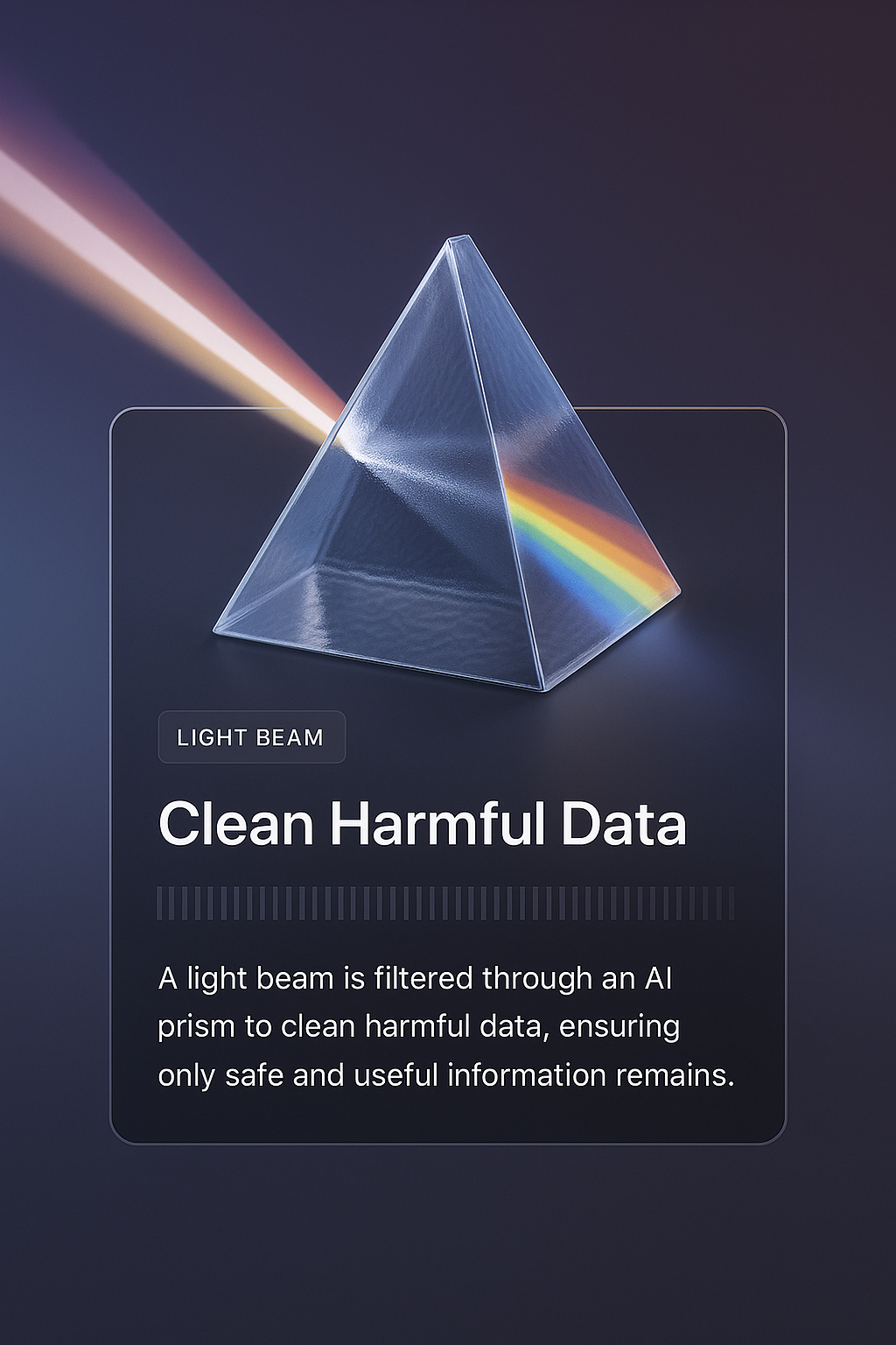 3D Illustration of a Prism Filtering Light for Data Safety