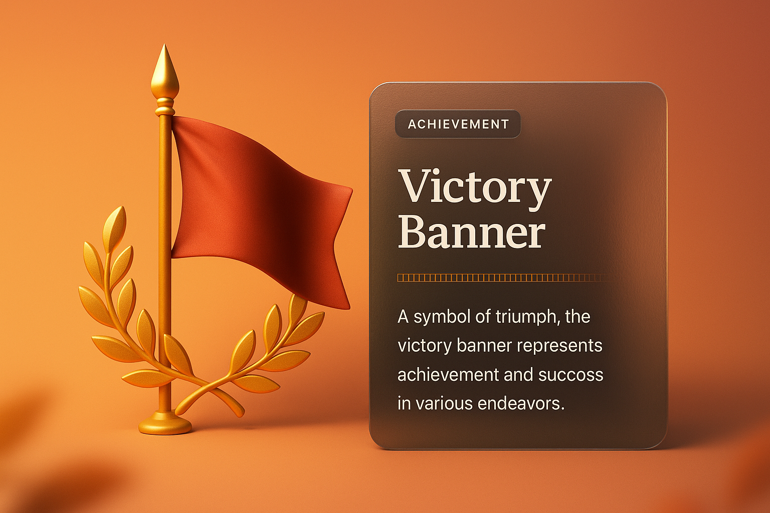 3D Victory Banner Illustration with Modern Design Elements