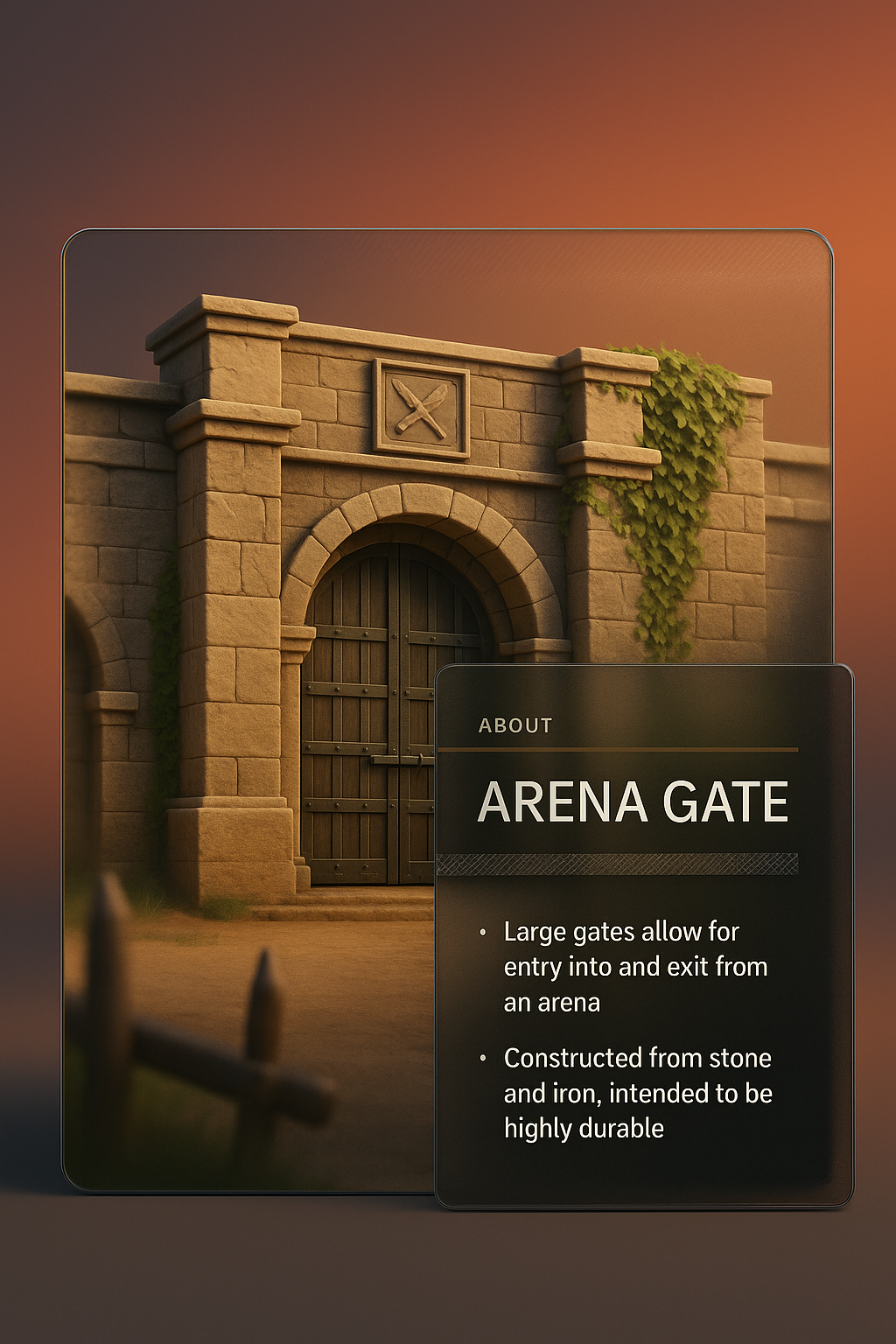 3D Illustration of an Arena Gate with Informative Overlay