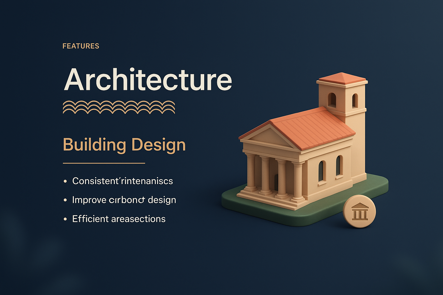 3D Architectural Illustration with Features Overview