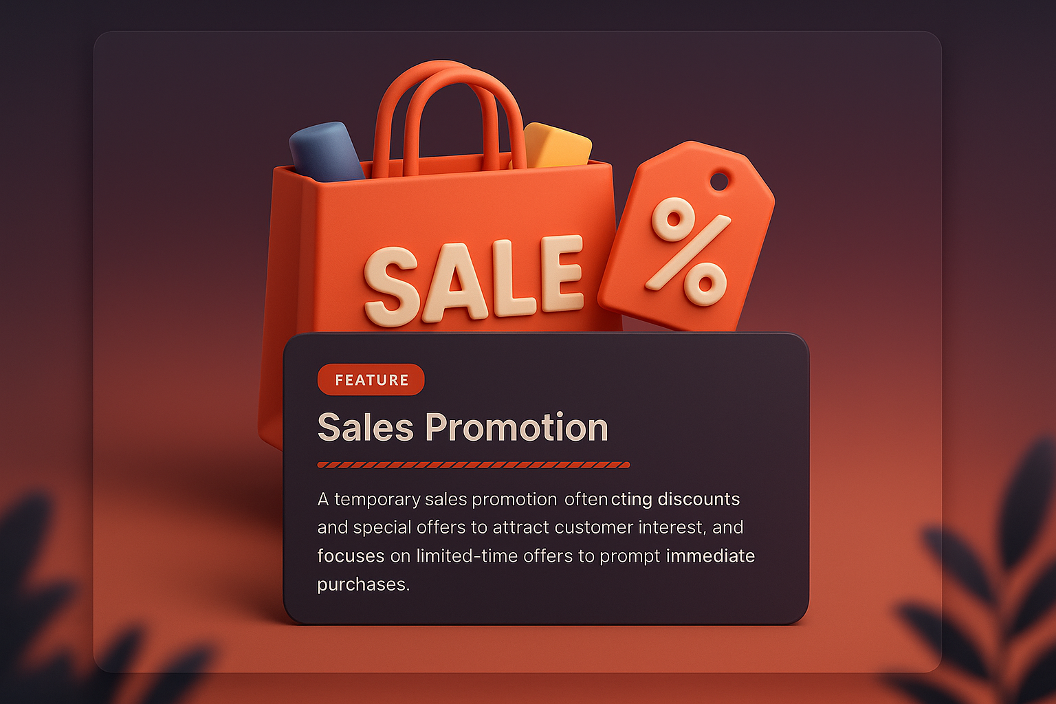 3D Illustration of Sales Promotion with Description