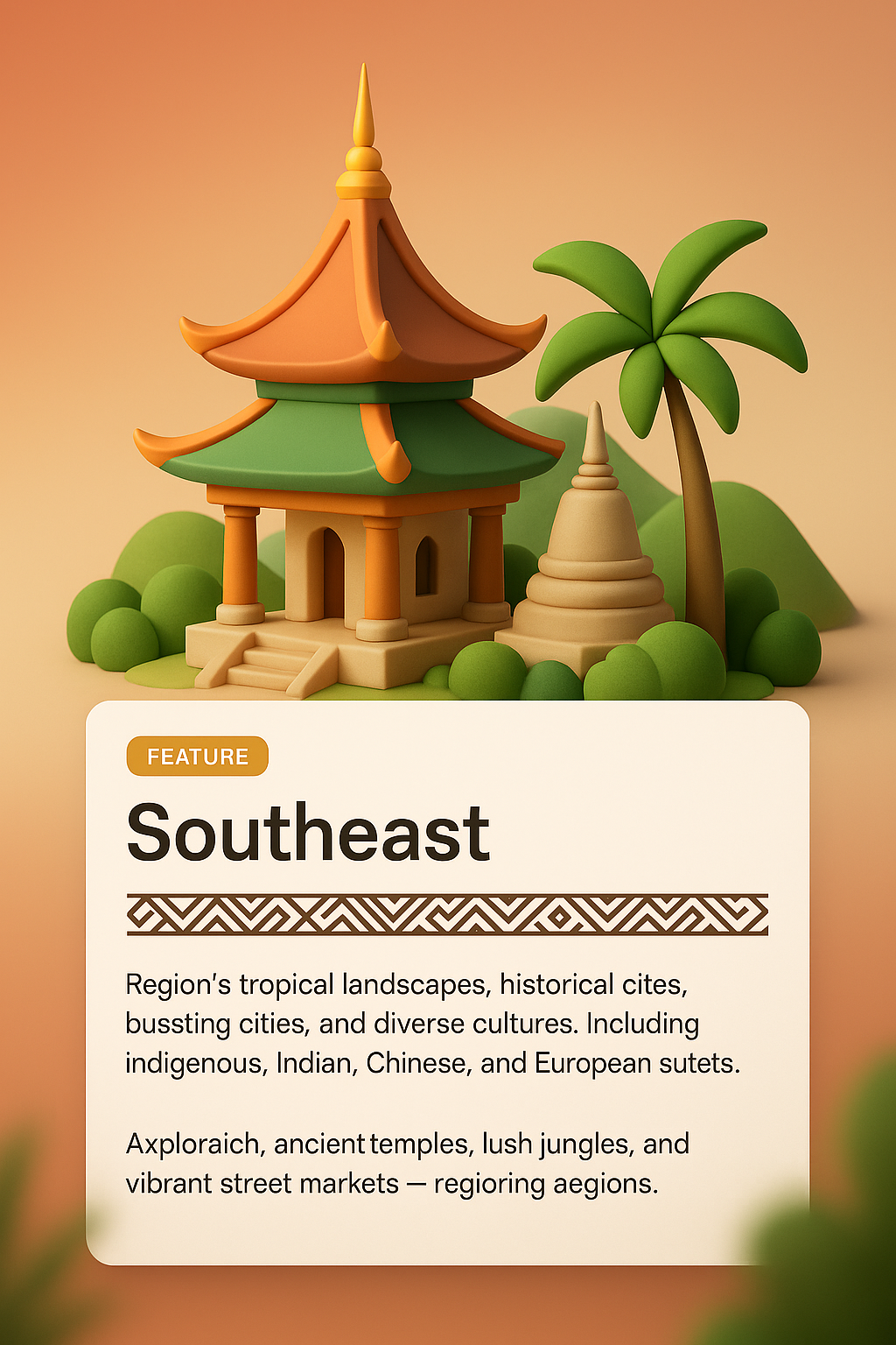 3D Design of Southeast Asian Features with Vibrant Colors