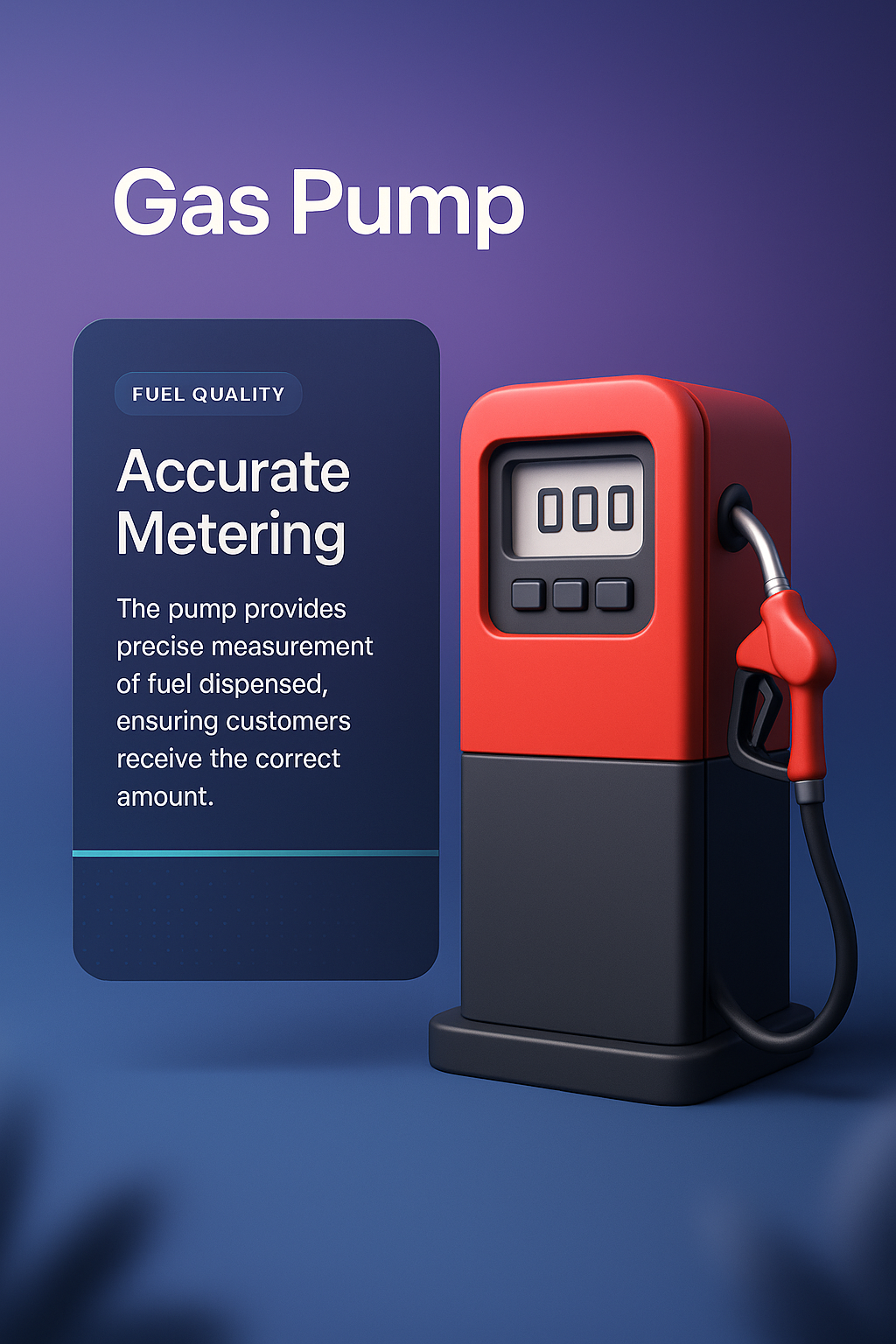 3D Illustration of a Gas Pump with Informative Block