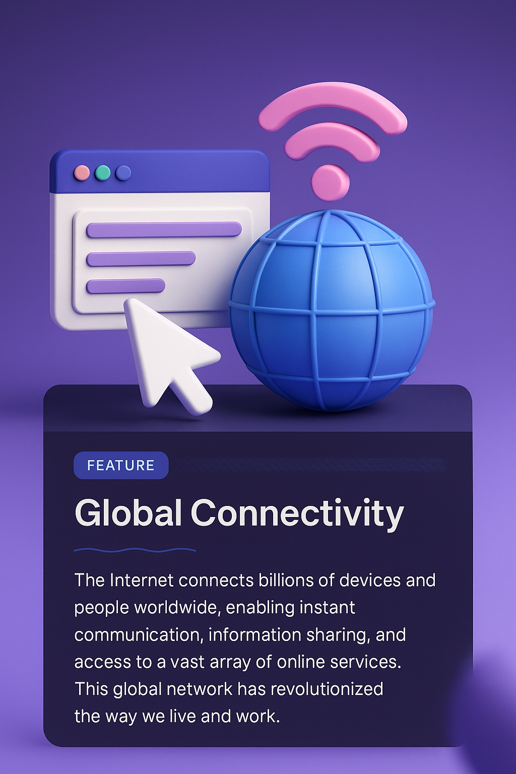 3D Illustration of Global Internet Connectivity Features