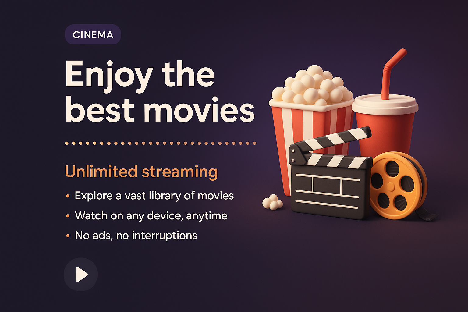 3D Cinematic Landscape Featuring Movie Essentials