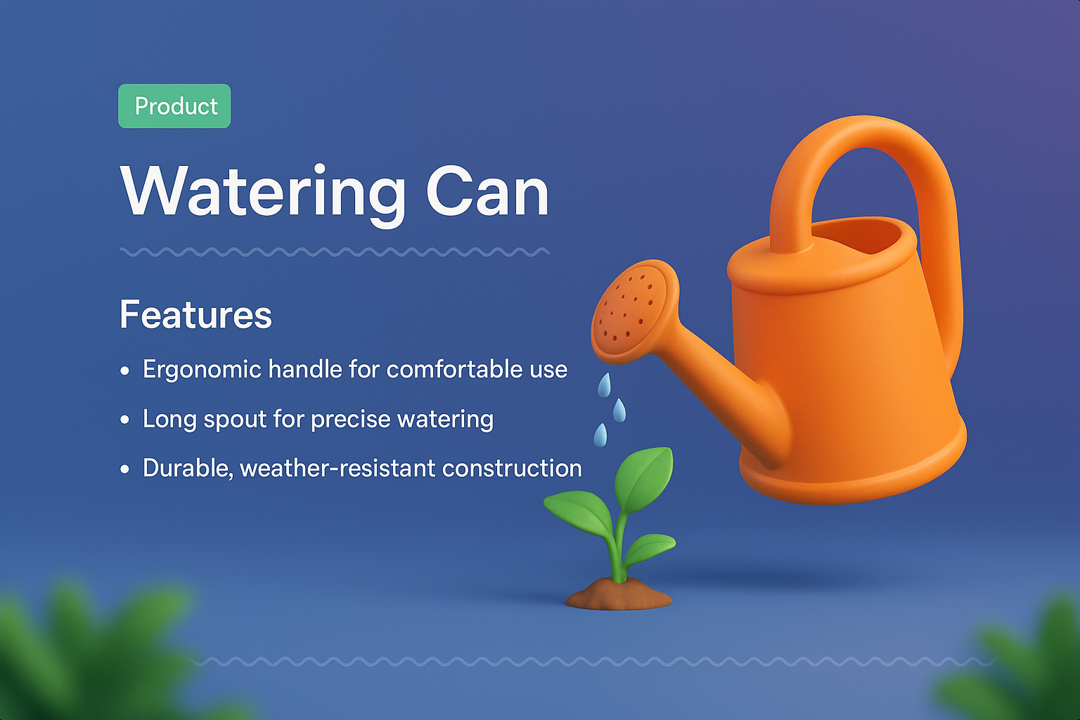 Stylish Watering Can Design with Features Highlighted
