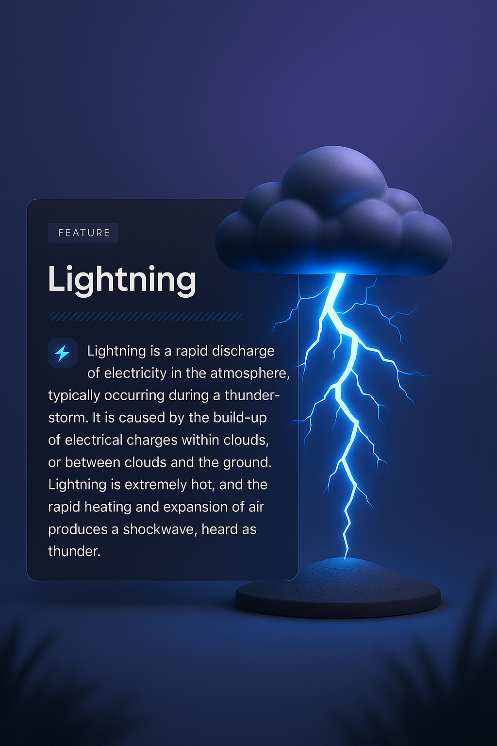 Stunning 3D Illustration of Lightning with Informative Feature Block