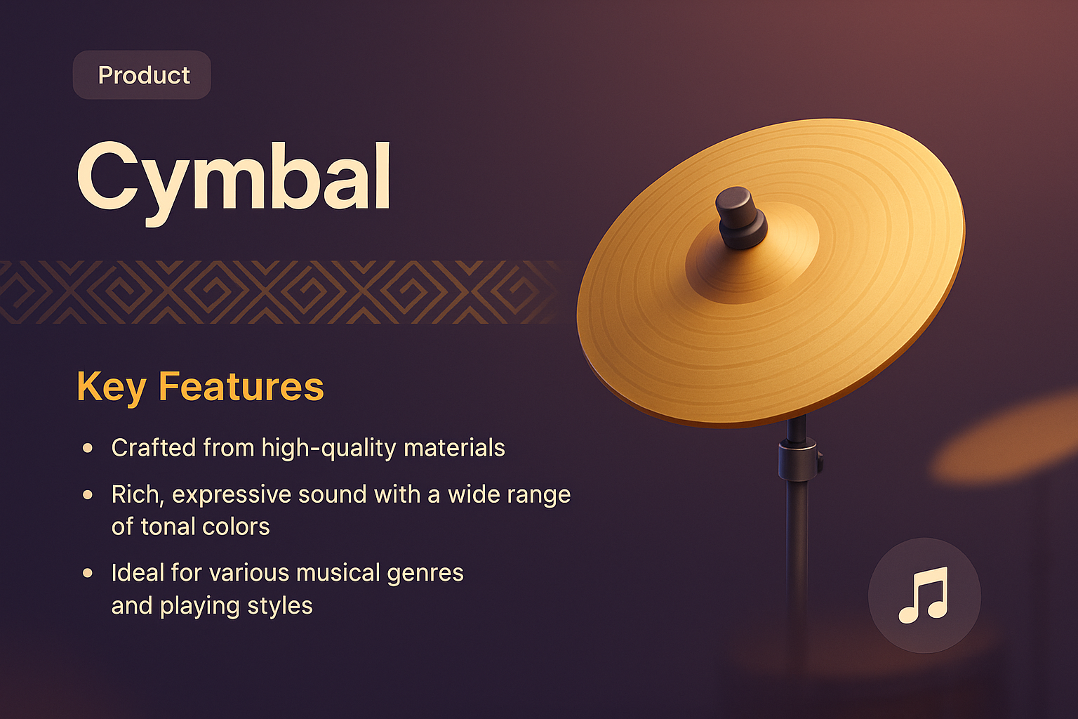 3D Illustration of a Cymbal with Key Features