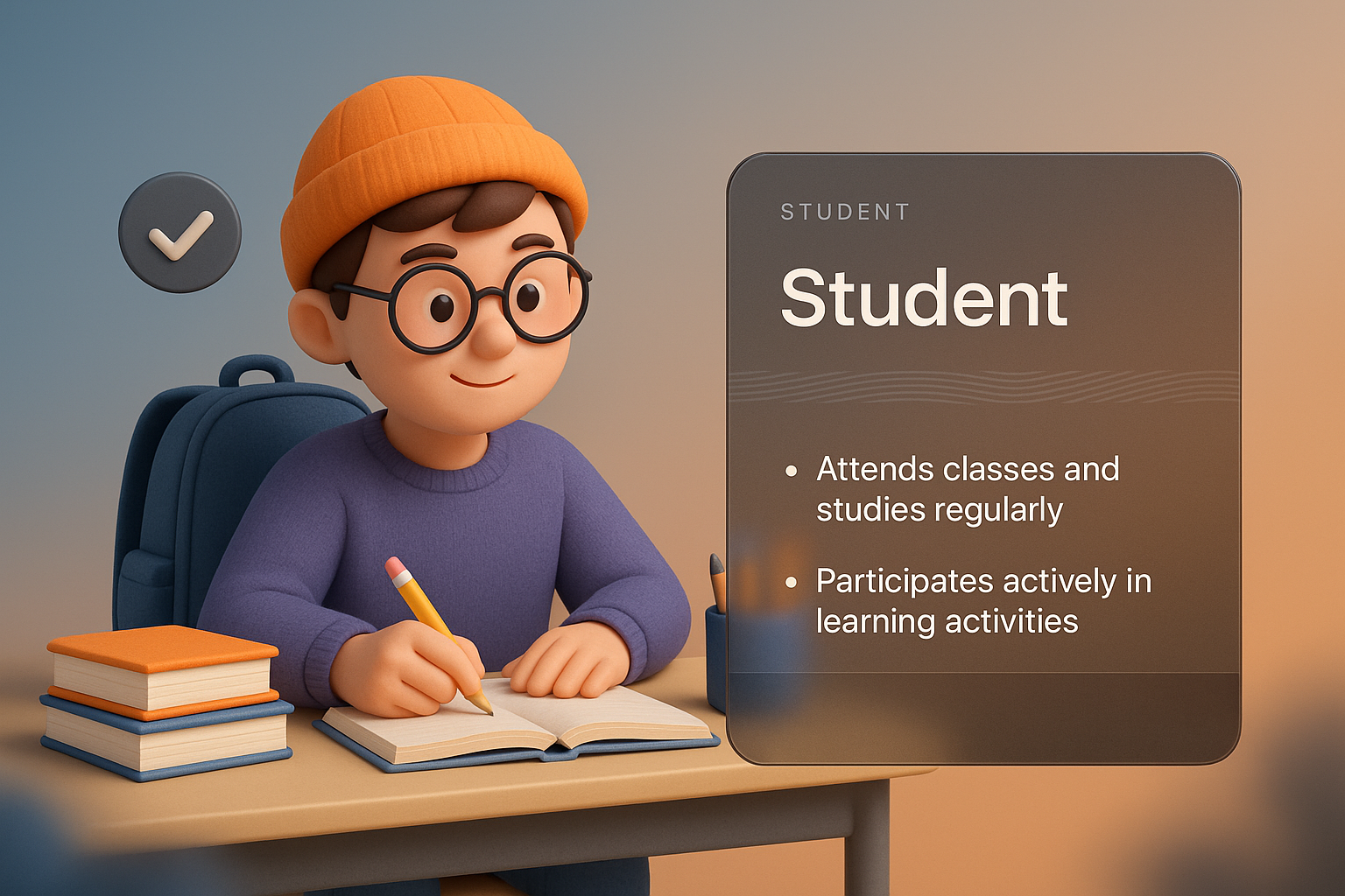 3D Student Illustration with Informative Design Elements