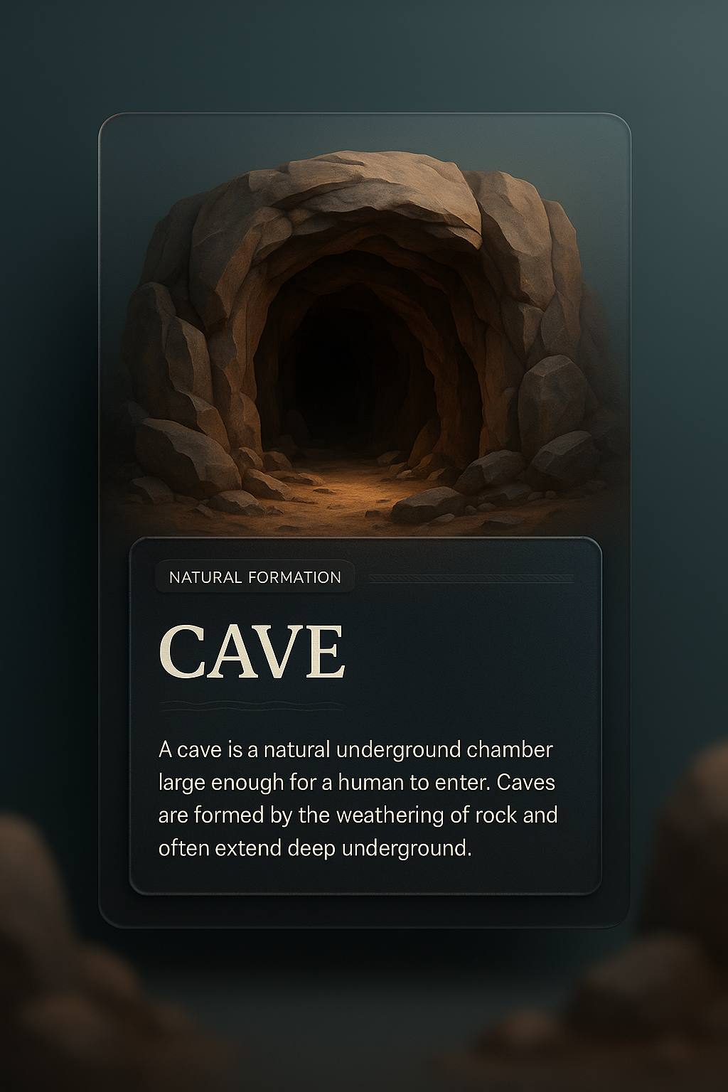 3D Illustration of a Cave with Informative Overlay