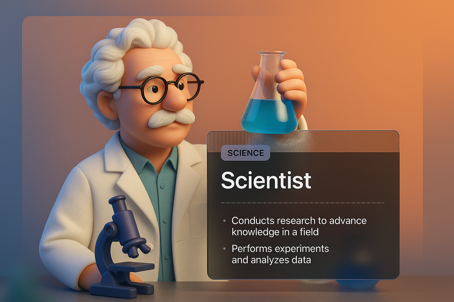 3D Scientist Illustration with Informative Blocks