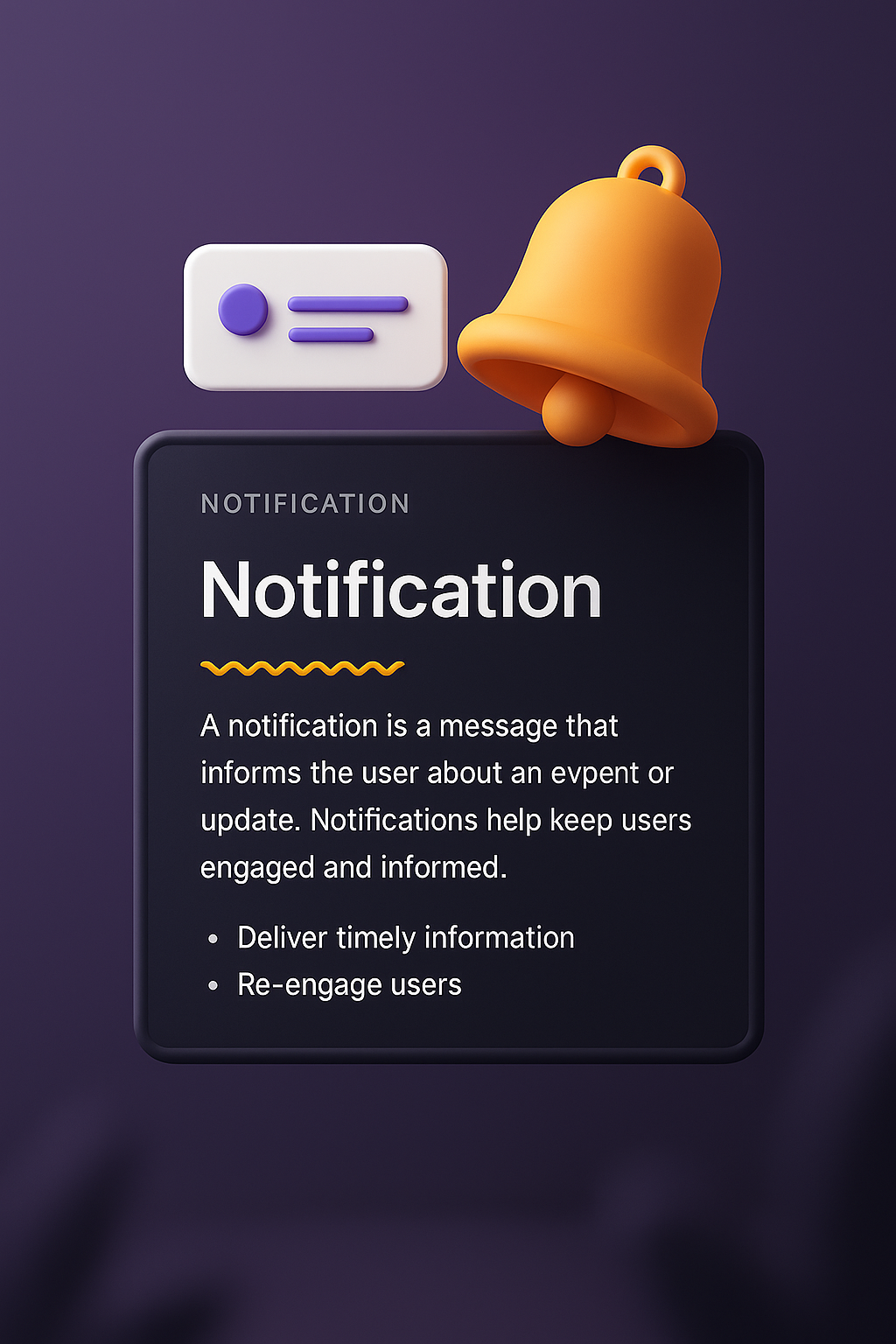 3D Notification Illustration for Web Design