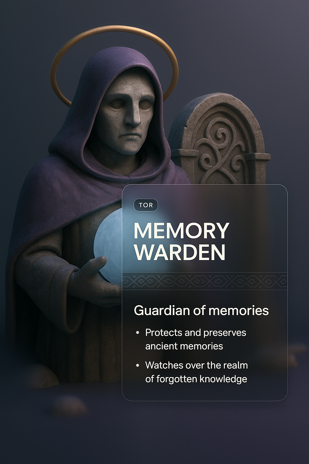 Memory Warden: Guardian of Ancient Memories in 3D Illustration