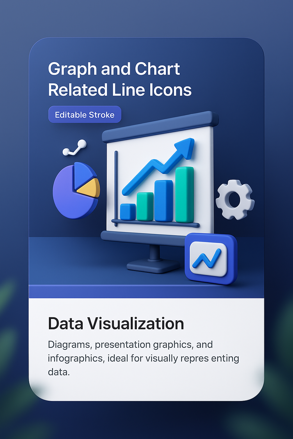3D Graph and Chart Icons for Data Visualization