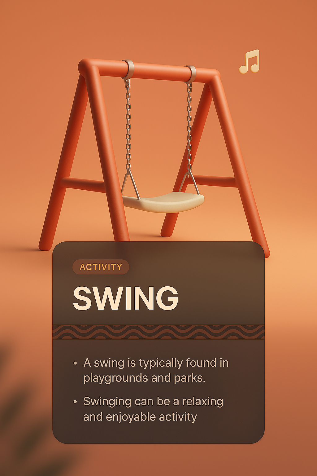 3D Illustration of a Swing in a Playful Setting