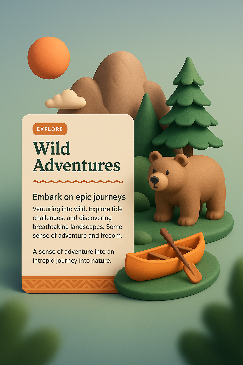 3D Illustration of Wild Adventures Featuring Nature and Exploration