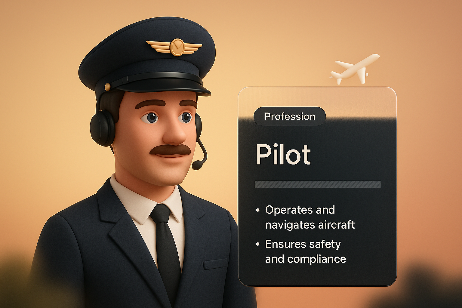 3D Illustration of a Pilot with Informative Overlay