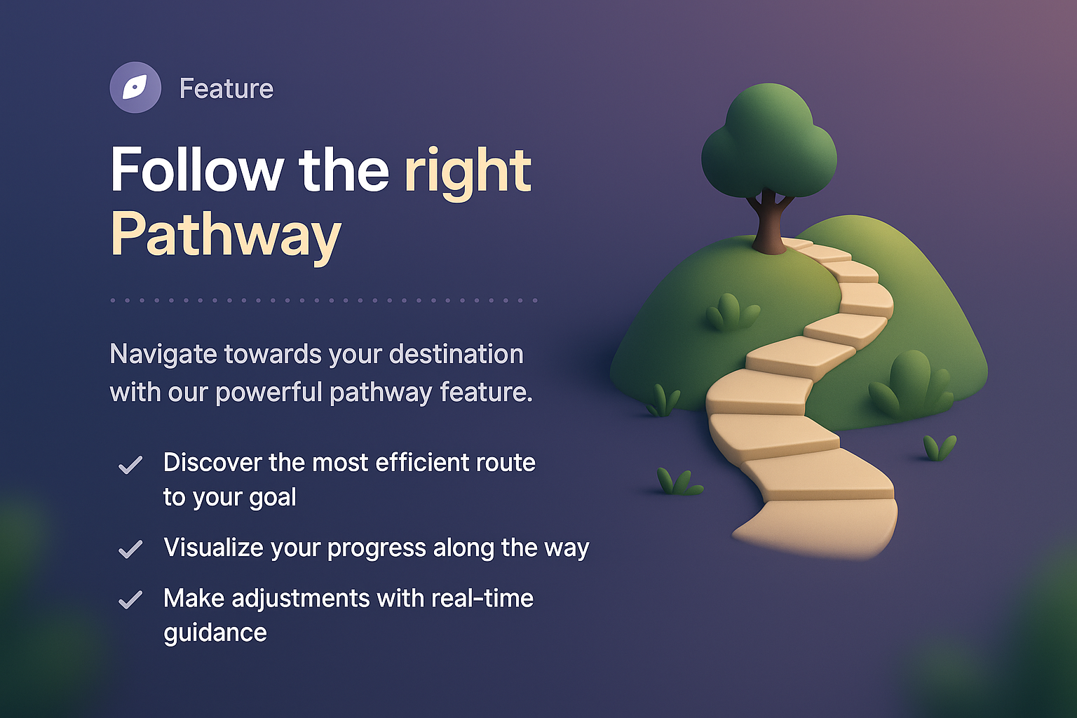 3D Landing Page Design Featuring Pathway and Features