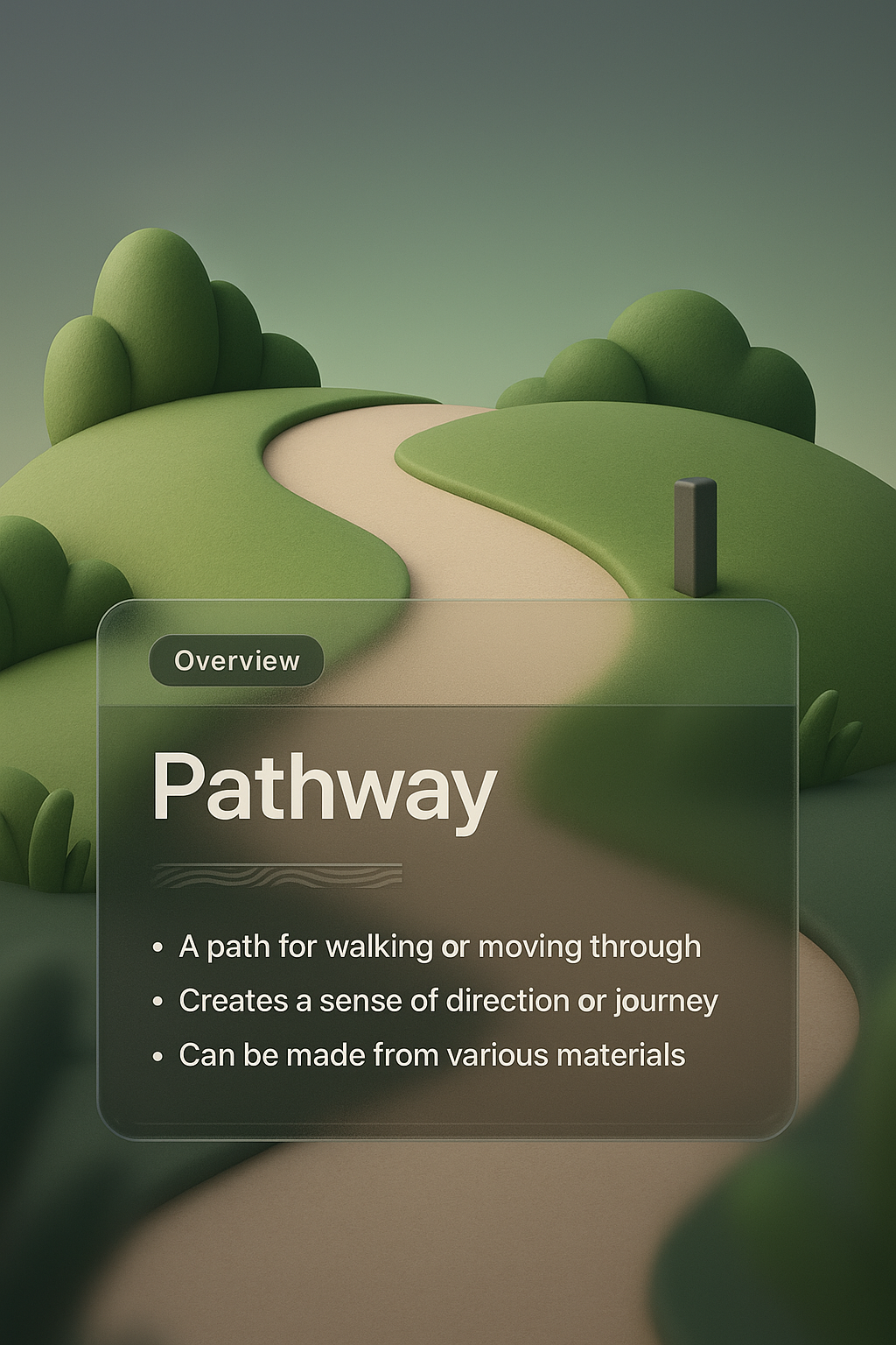 3D Illustration of a Pathway with Integrated Design Elements