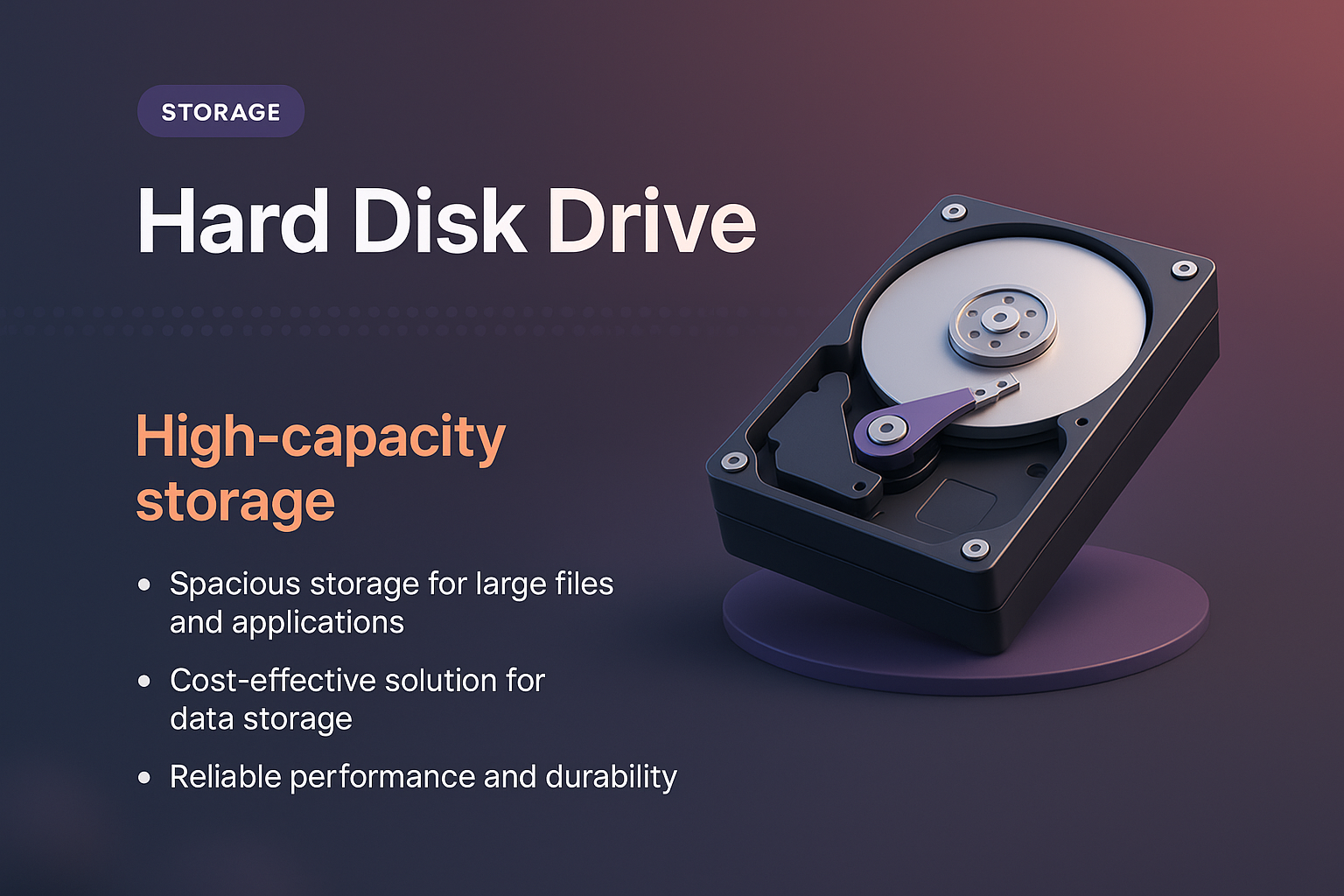 3D Illustration of a Hard Disk Drive with Feature Highlights