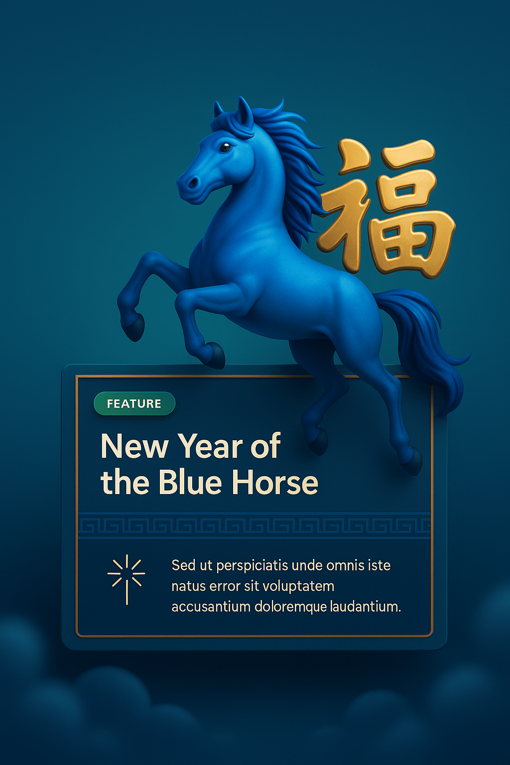 New Year Celebration Featuring the Blue Horse Symbolizing Good Fortune