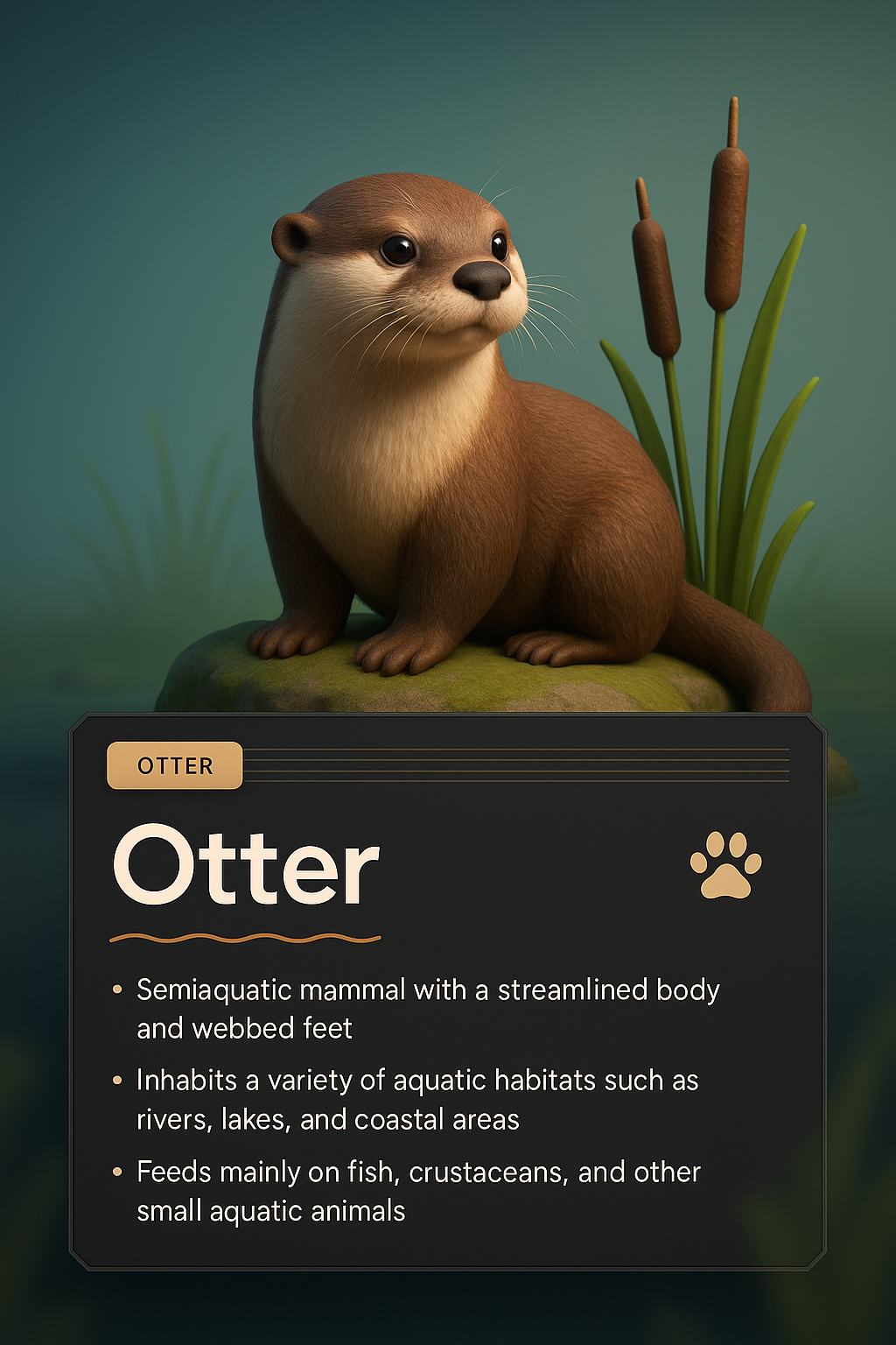 3D Illustration of an Otter with Stylish Design Elements