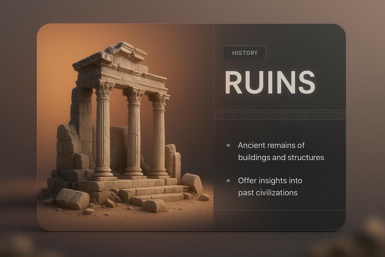 3D Illustration of Ancient Ruins with Informative Overlay