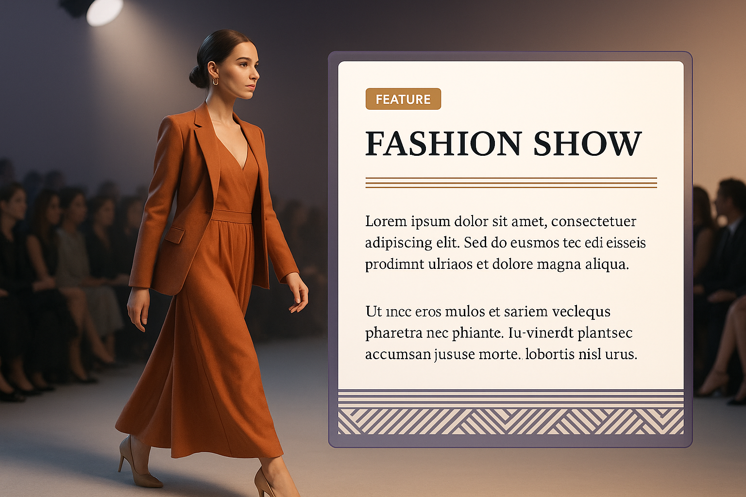 Stylish Fashion Show Presentation with 3D Illustration
