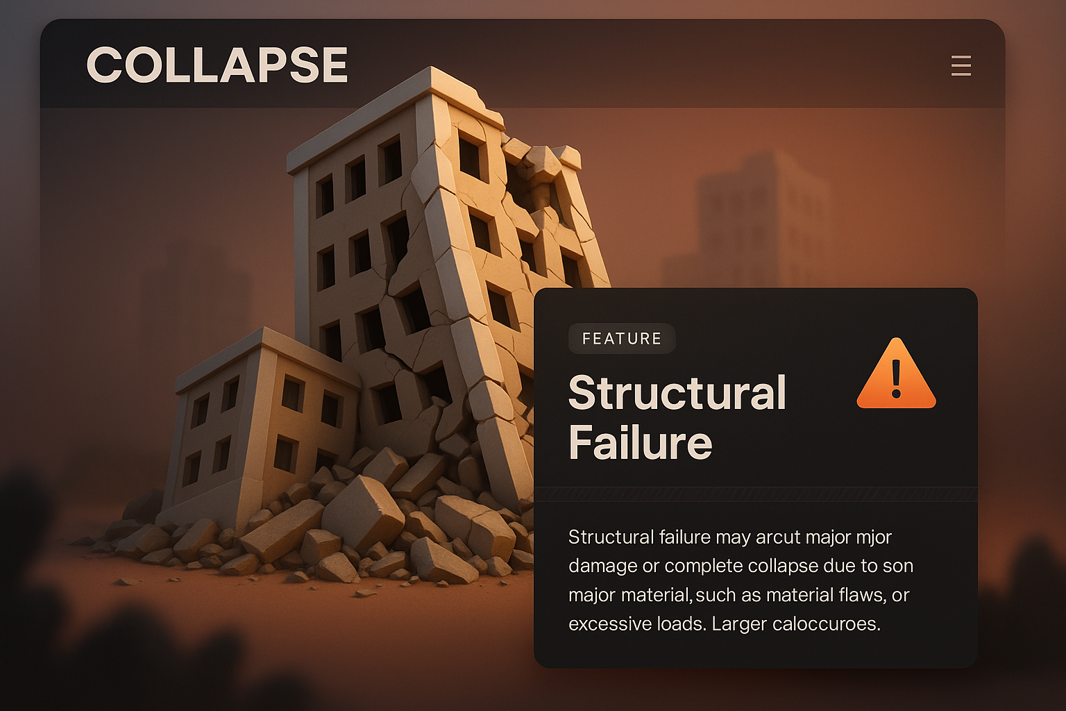 3D Web Design Featuring Structural Failure Concept