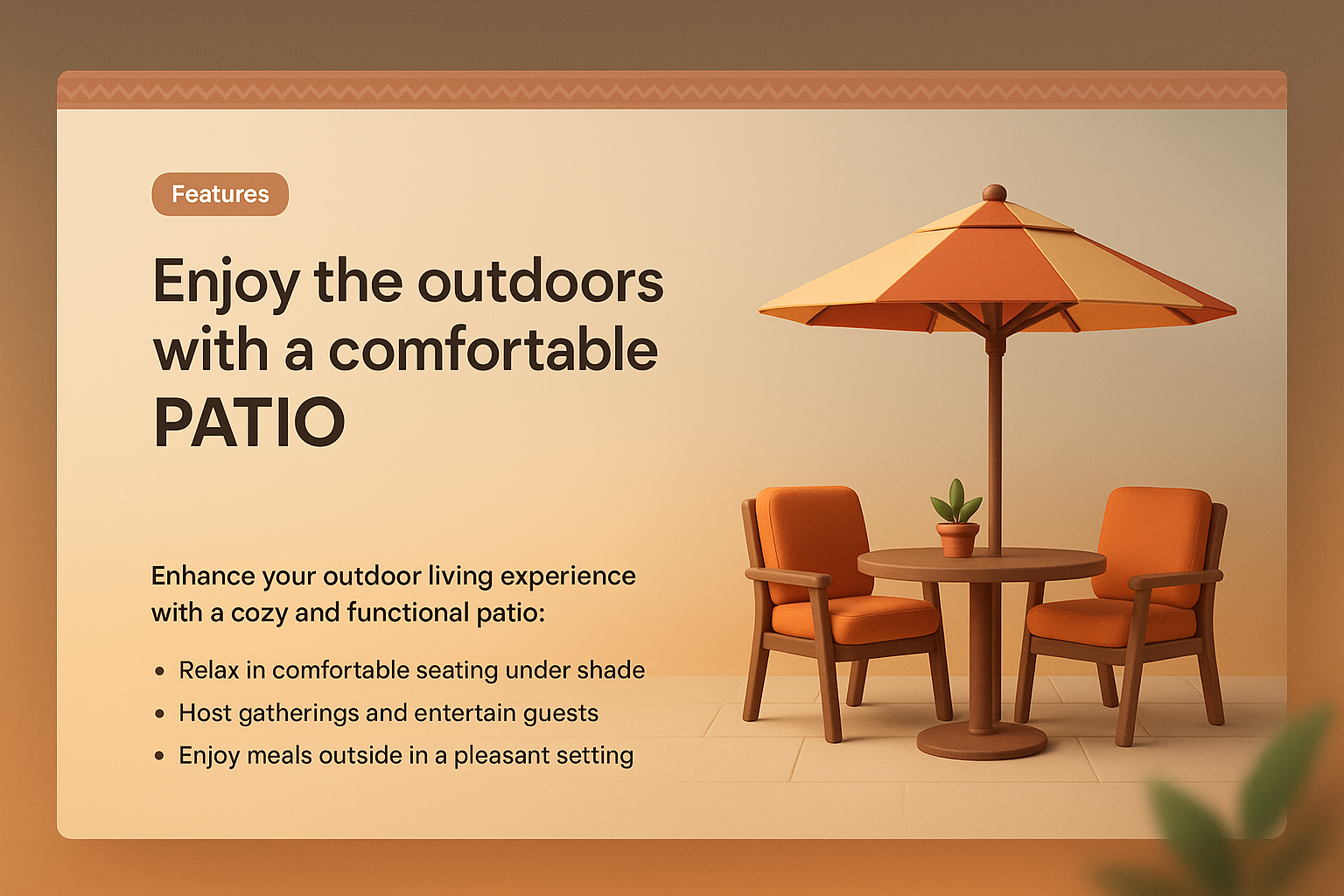 3D Patio Design with Comfortable Seating