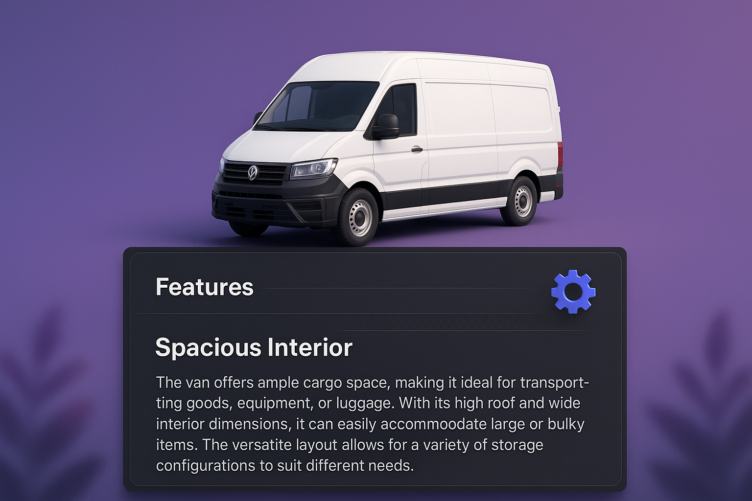 3D Illustration of a Van with Feature Highlights