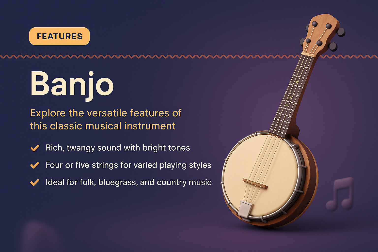 Stylish Landing Page Design for Banjo Features