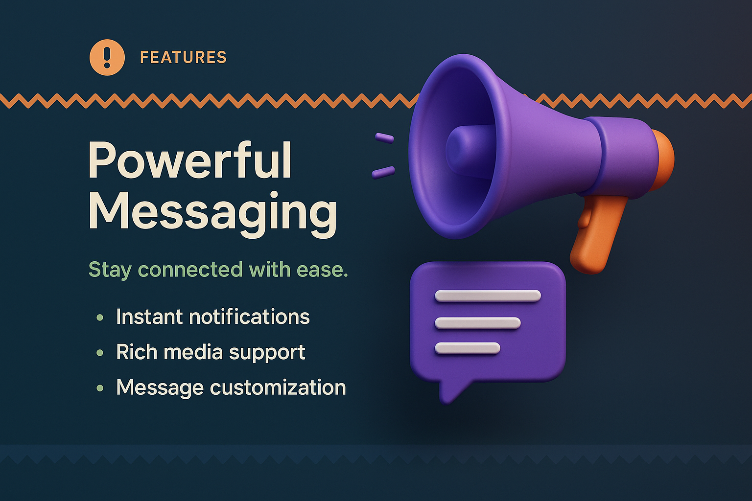 3D Illustration for Powerful Messaging Features Landing Page