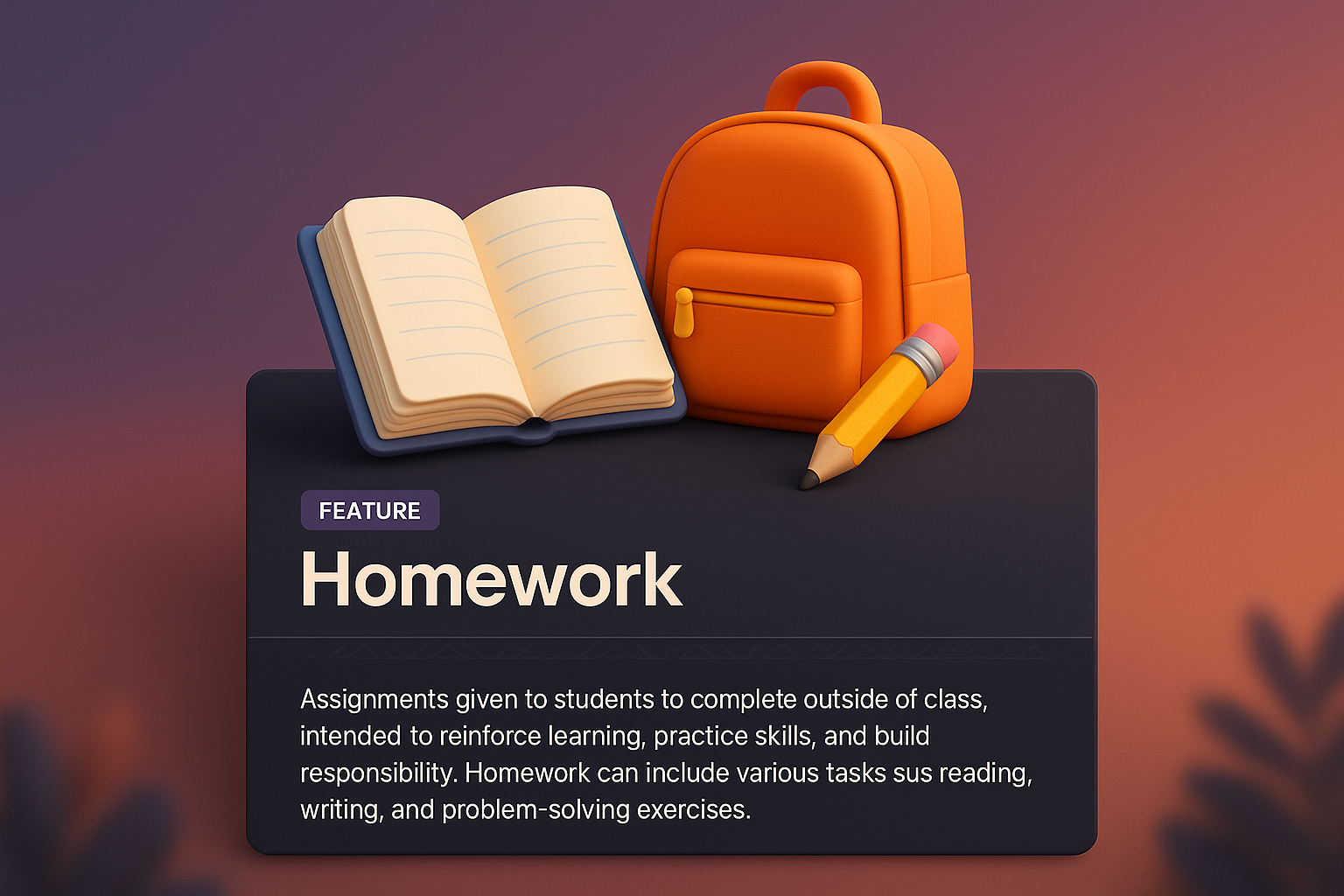 3D Homework Web Page Design with Features Block