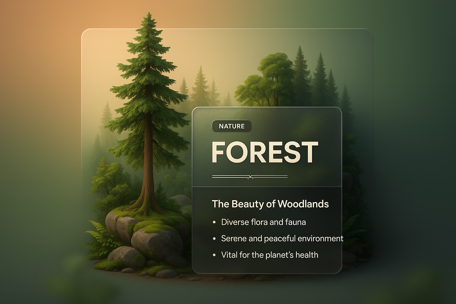 3D Forest Design with Integrated Labels and Graphics