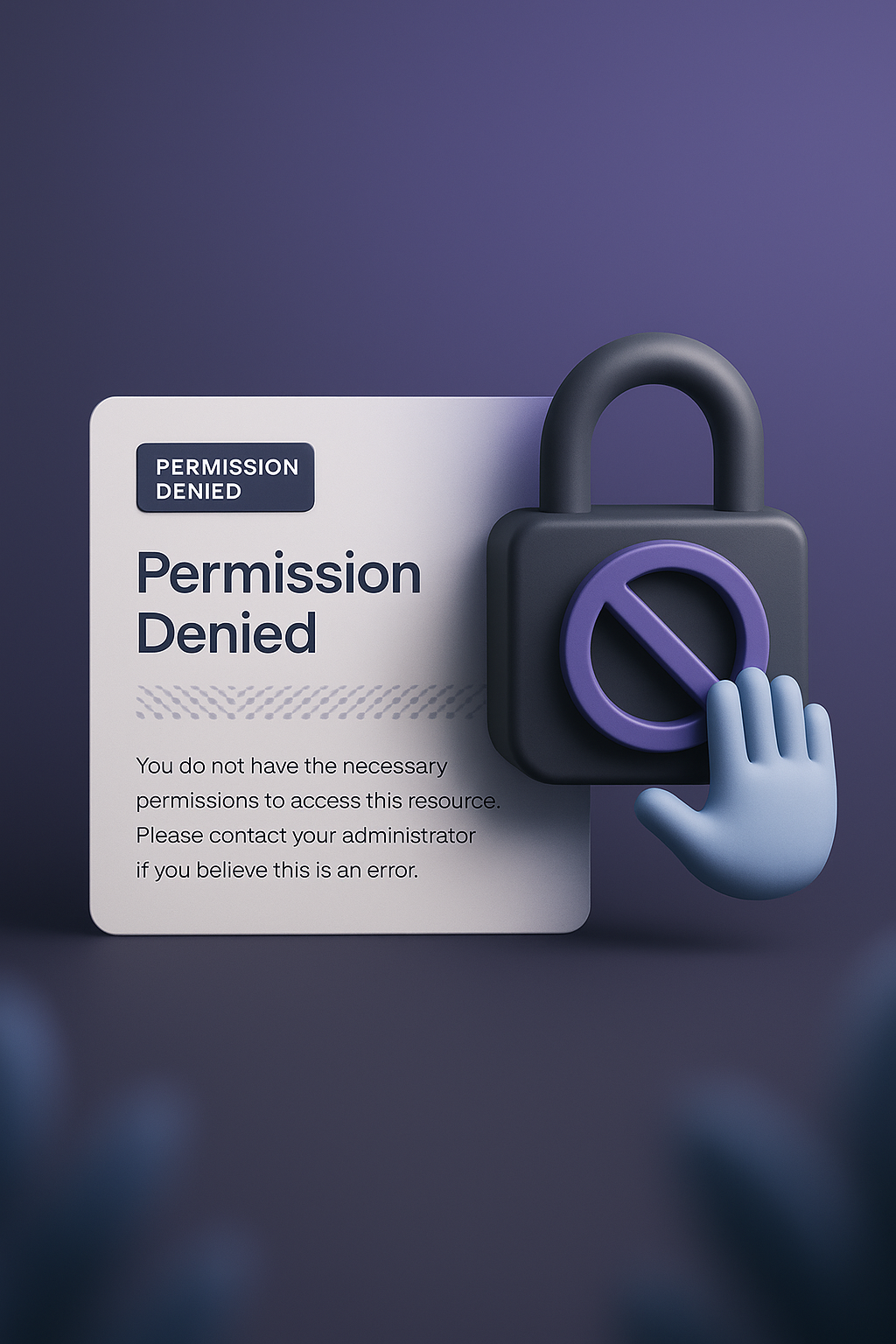 3D Illustration of 'Permission Denied' Web Page Design