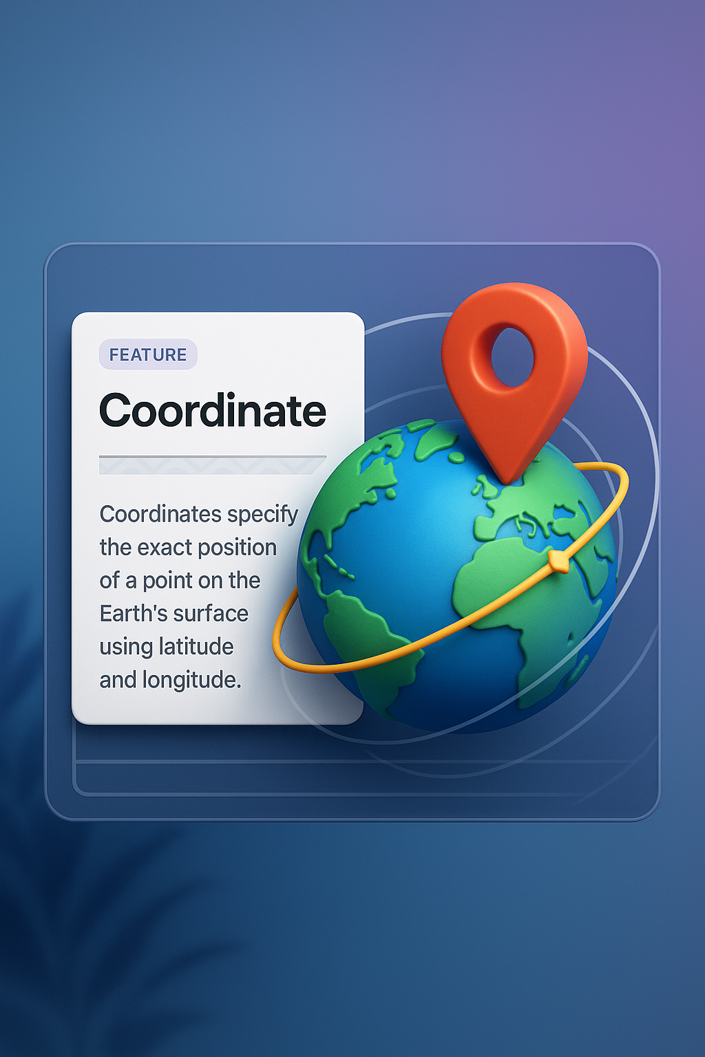 3D Illustration of Coordinates with Earth and Location Pin