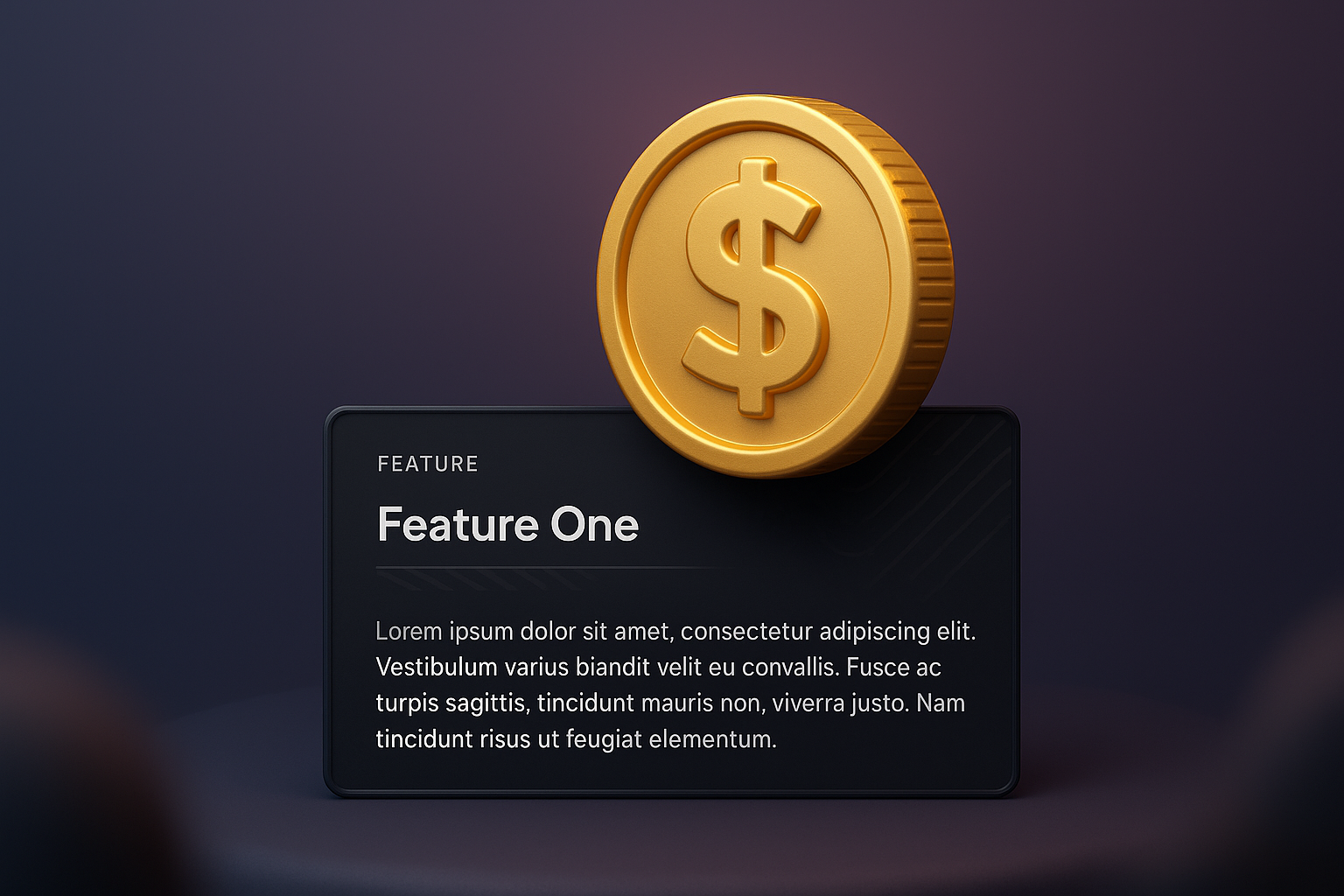 Elegant Web Page Design Featuring a 3D Coin Illustration