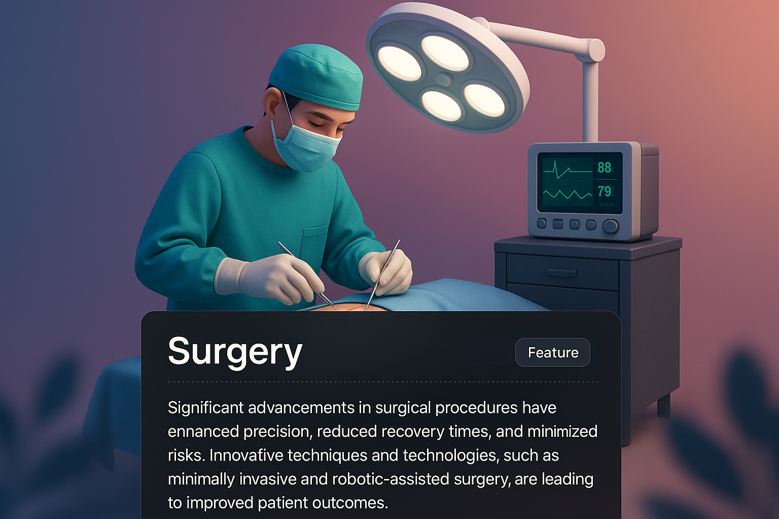 3D Illustration of Surgical Procedure in Modern Medical Setting