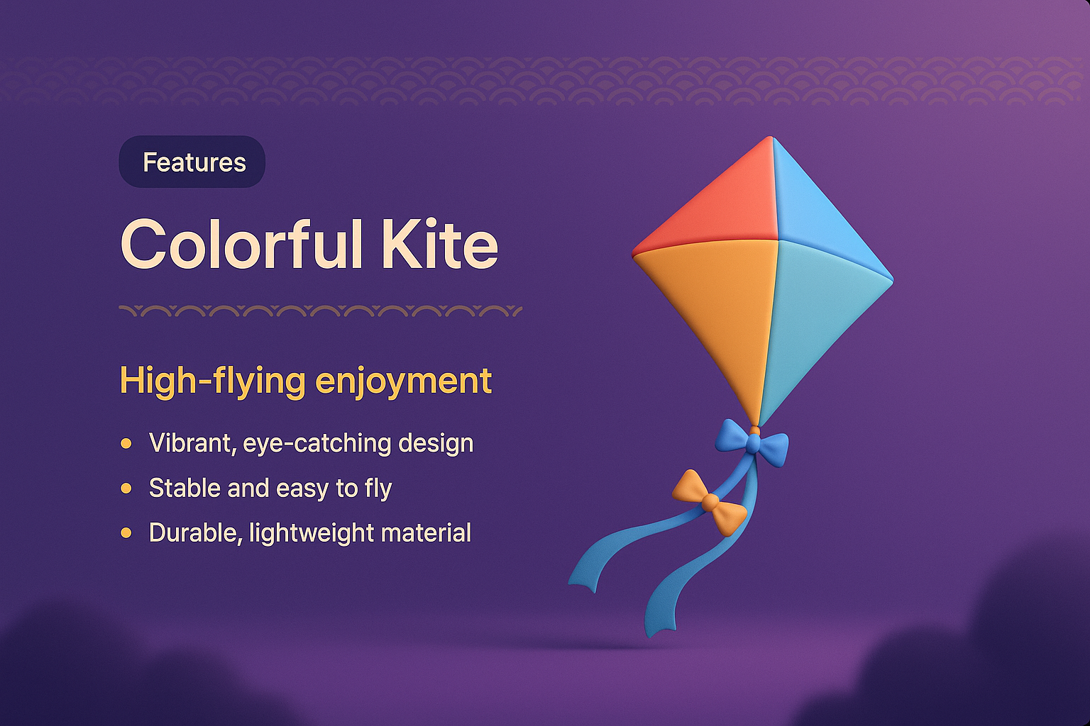 3D Illustration of a Colorful Kite with Features